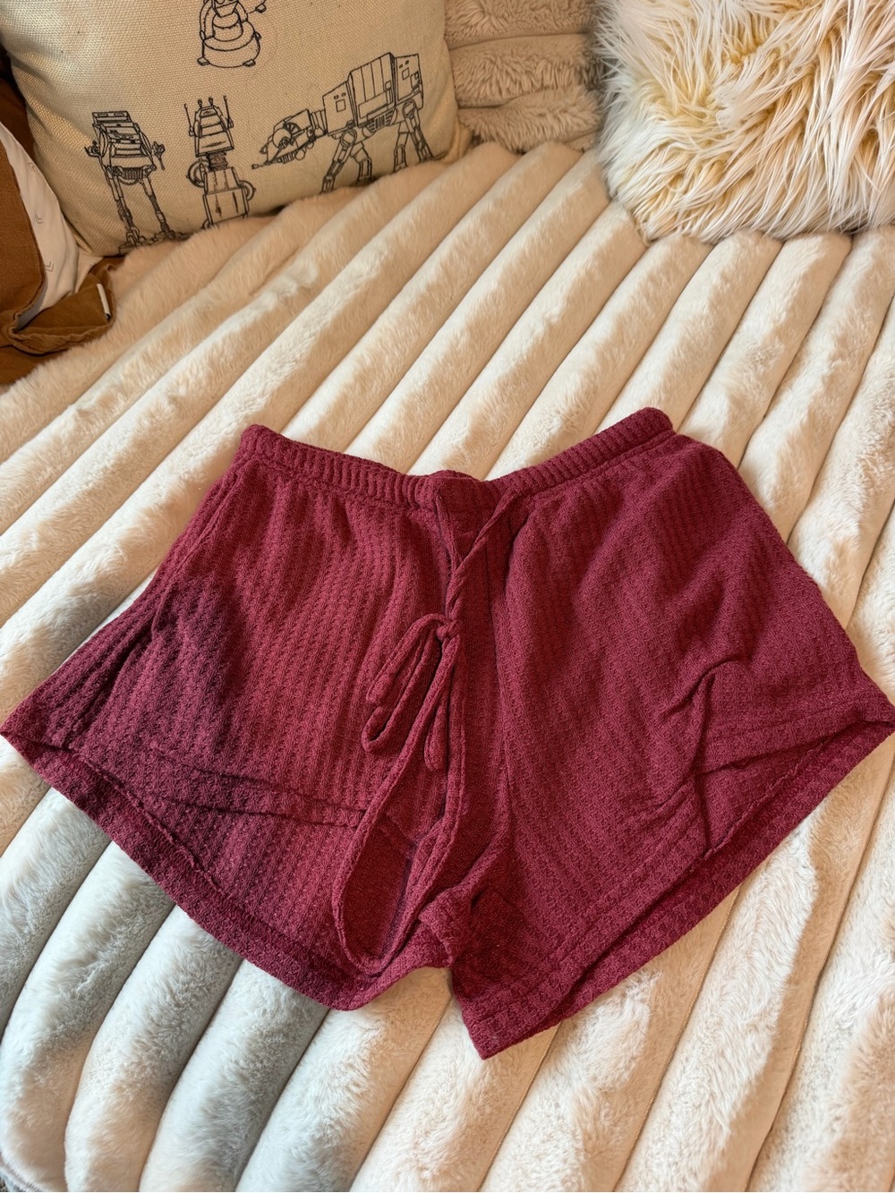 Amazon Women’s Waffle Knit Lounge Shorts - Burgundy